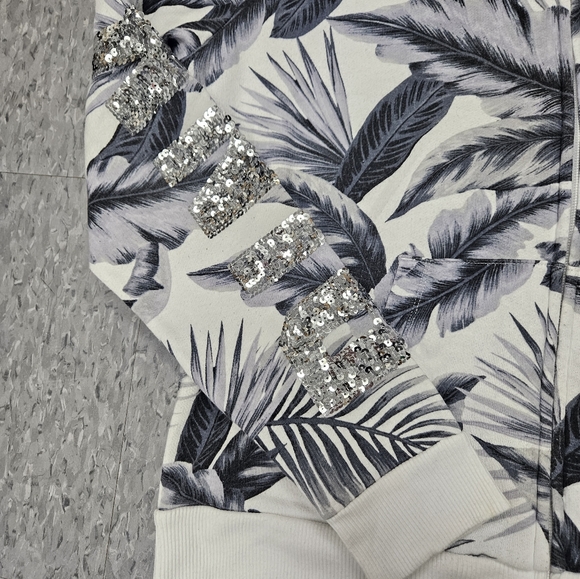 Vs pink large sequin bling palm full zip jacket - Picture 5 of 6